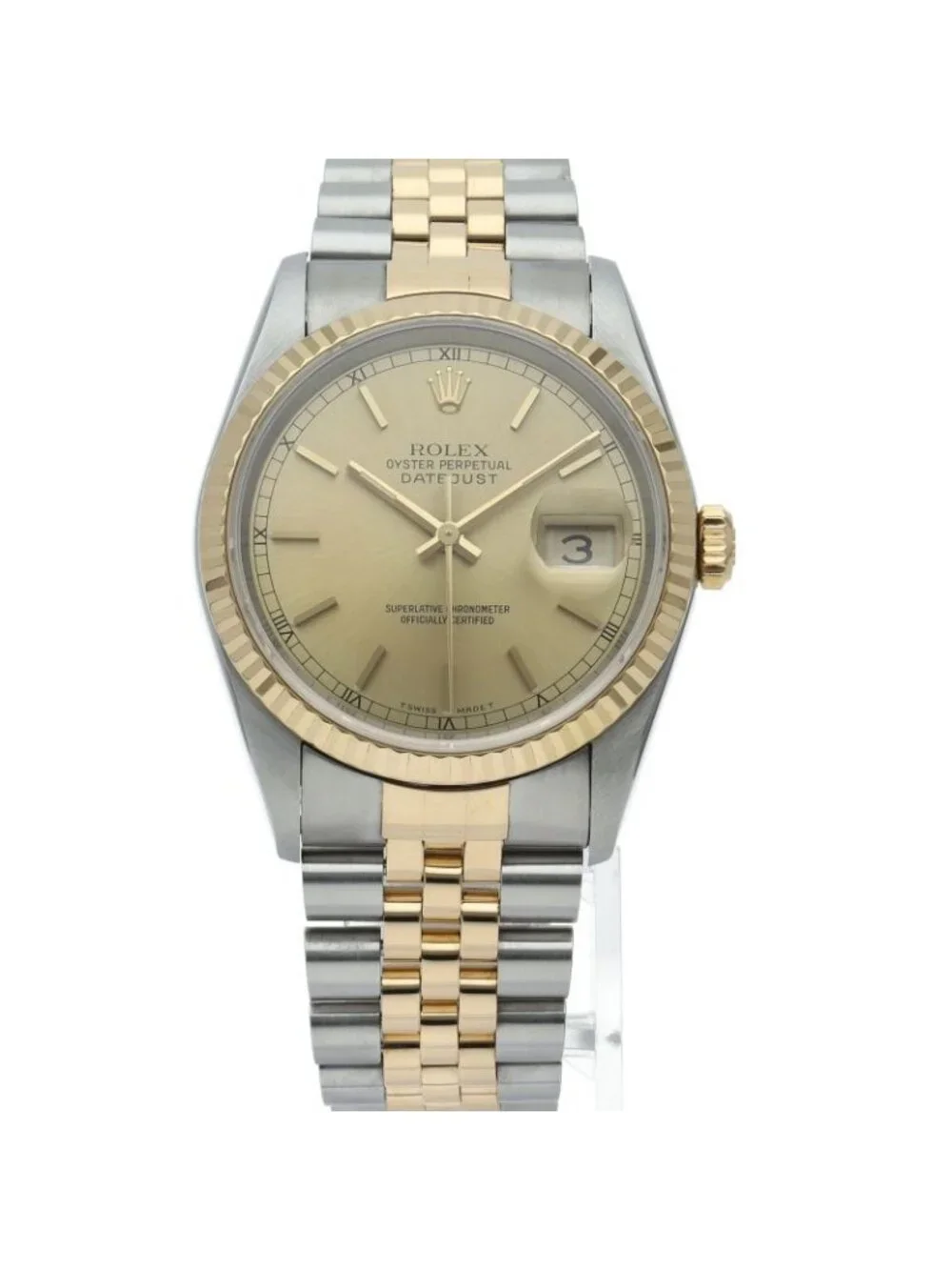 Rolex Datejust Watch 18k Yellow Gold SS Chien Color Polished